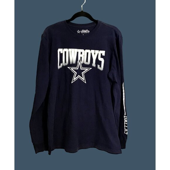 DALLAS COWBOYS AUTHENTIC MENS NAVY CREW NECK COTTON GRAPHIC T-SHIRT SIZE LARGE - Picture 1 of 6